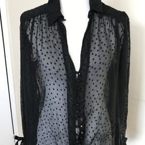 Free People Sheer Polka Dot Blouse